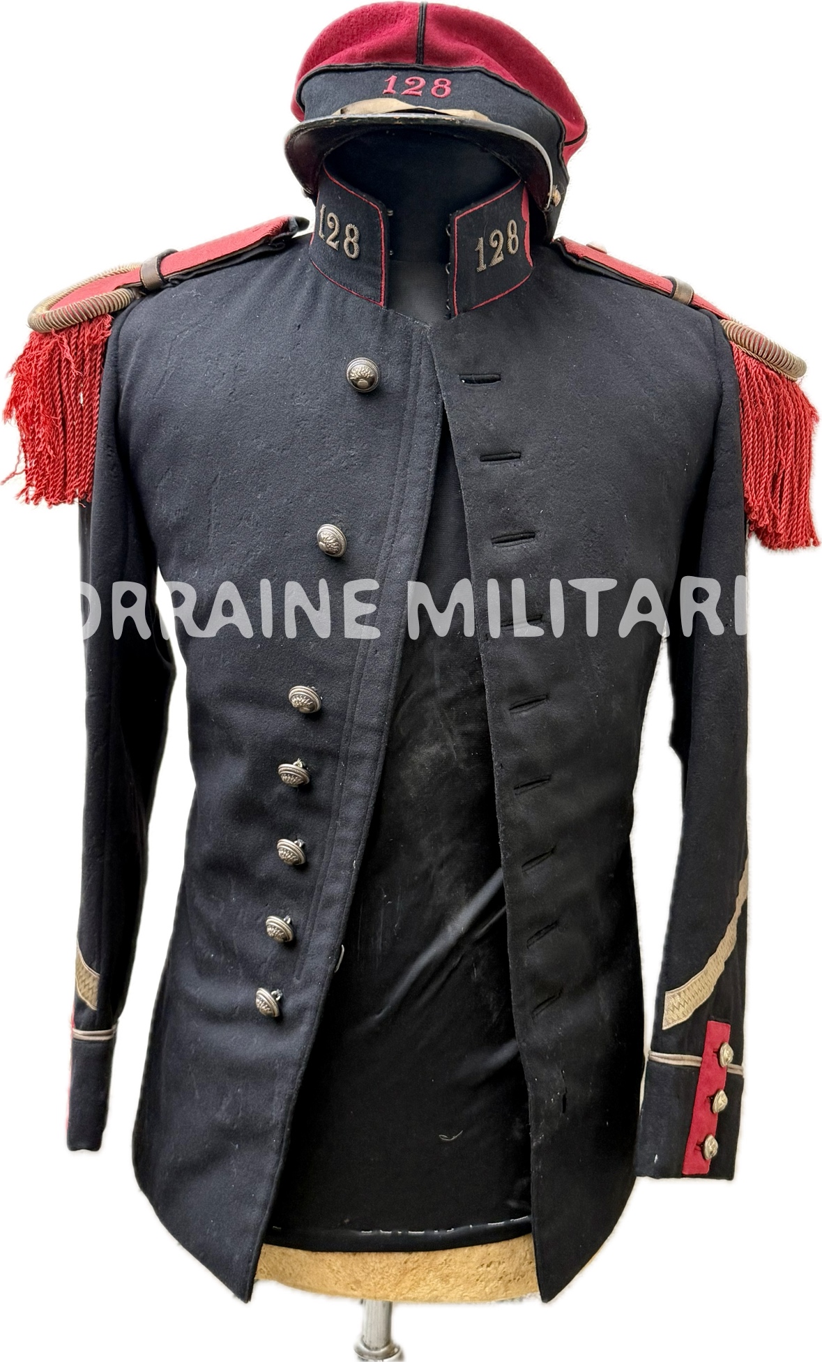 militaria : TENUE FRANCAISE D'UN SERGENT DU 128ÈME RÉGIMENT D'INFANTERIE 1914 AMIENS ABBEVIL
