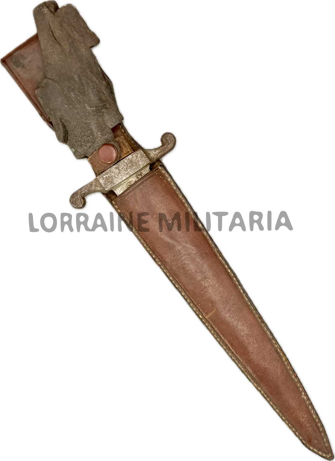 militaria : COUTEAU DE COMBAT ALLEMAND REALISE DANS UN ECLAT D'OBUS AVEC FOURREAU